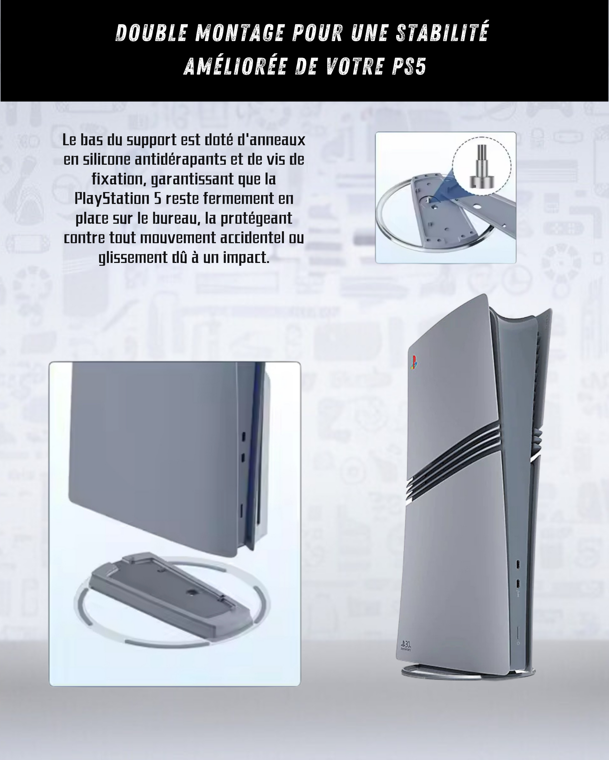 Support Vertical PS5™ 30e Anniversaire – Base Slim Refroidissante et Robuste pour PlayStation 5 | Compatible PS5™ Slim, Pro, Digital & Disc